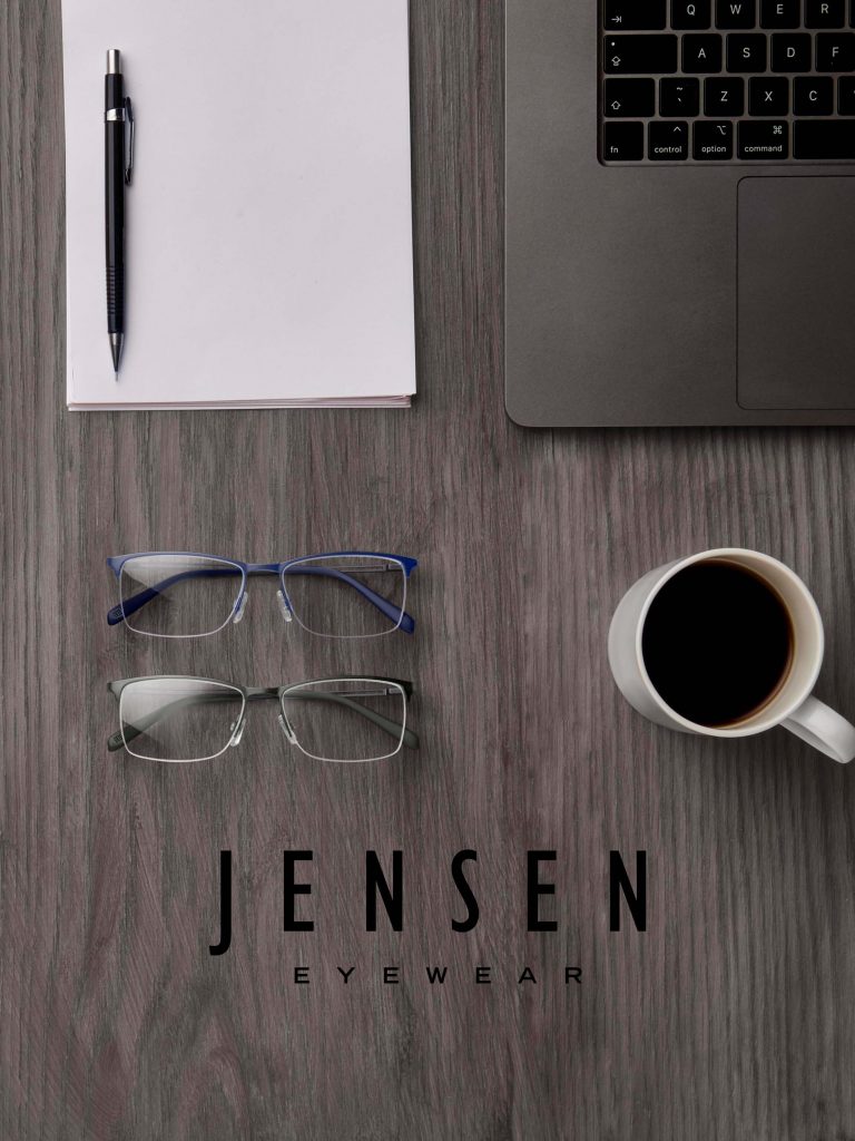 Jensen optical frame JN8869 in khaki and blue