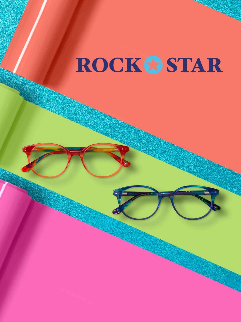 Energetic and bright children's eyewear by Rock Star Eyewear model Anastacia